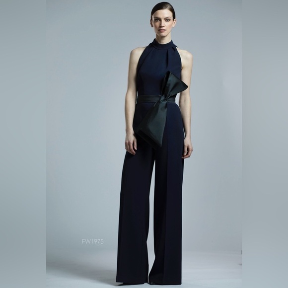 Lucian Matis Pants - Lucian Matis Pleated High Neck Wide Leg Black Sleeveless Jumpsuit FW1975 EUC 10